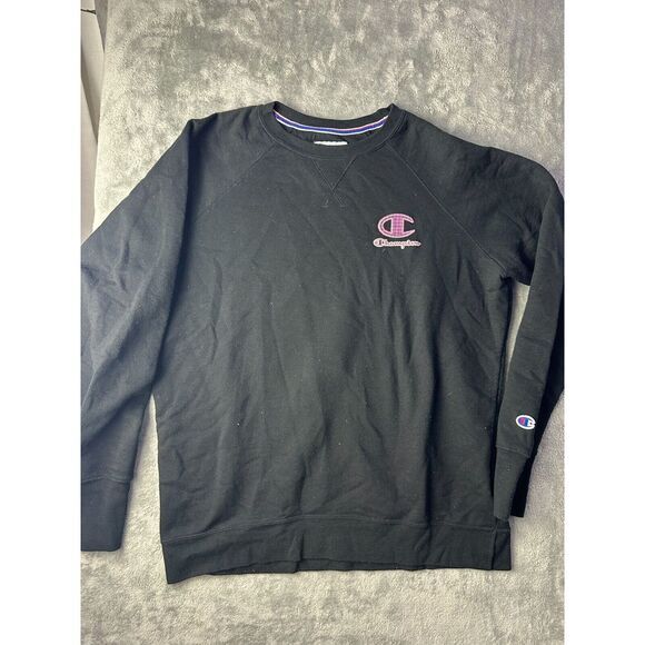 Champion Sweatshirt‎ Womens XL Athletic Black Long Sleeve Shirt Pink Crewneck - Picture 1 of 7
